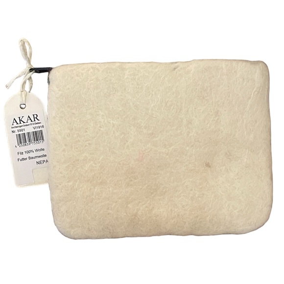 New NEPAL Fair Trade Felted Wool Bird Motif Flower Tiny Purse White Pink Blue - Picture 3 of 12